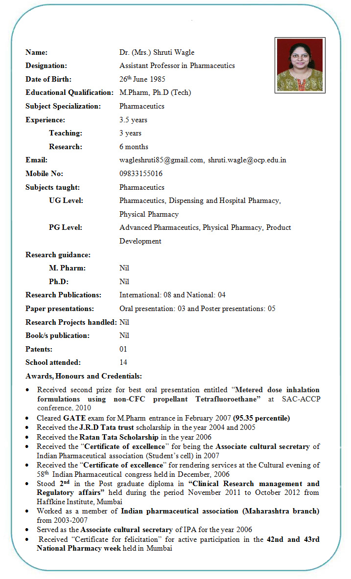 Faculty – Oriental College of Pharmacy