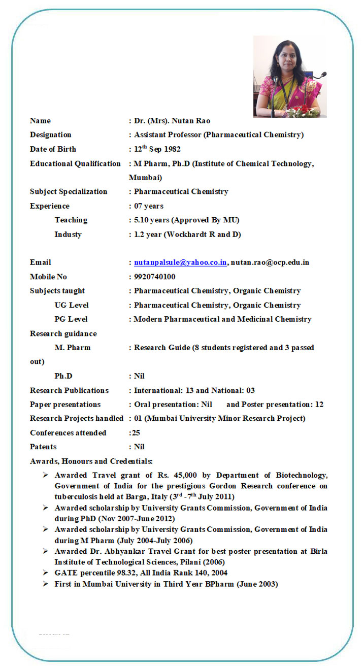 Faculty – Oriental College of Pharmacy